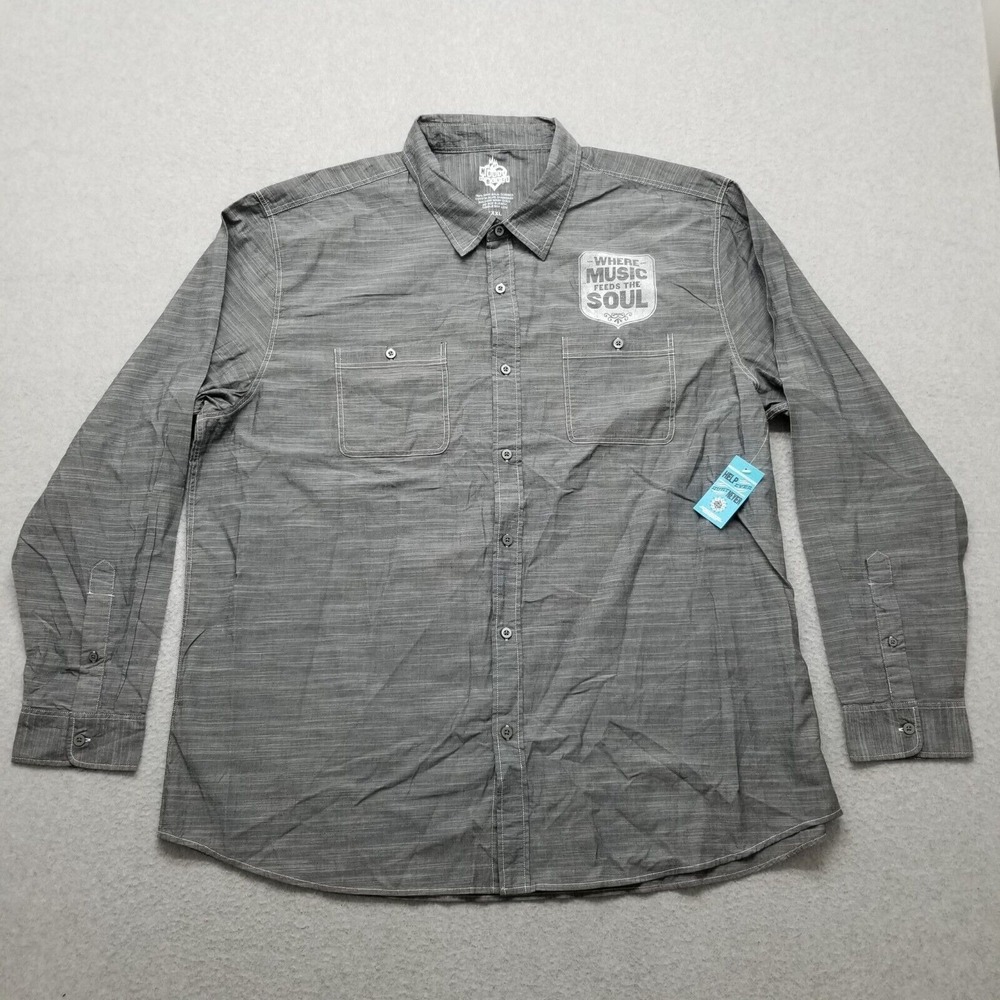 House Of Blues Shirt Mens 3XL Gray Chambray Button Up Long‎ Sleeve Pockets XXXL